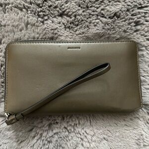 All Saints Fetch Phone and Wallet Wristlet in Olive Green